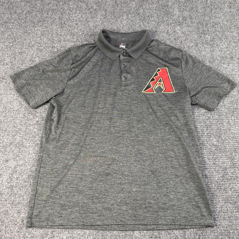 Arizona Diamondbacks Shirt Mens Large Gray MLB Baseball Majestic Polo Cool Base